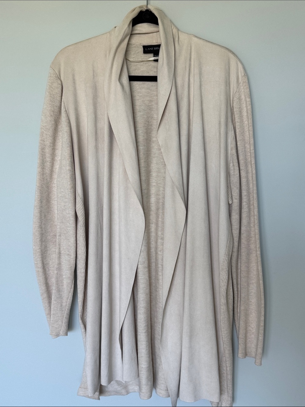Lane Bryant Soft Cream Draped Open-Front Cardigan